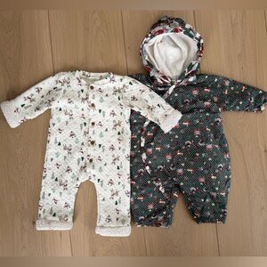 Pair of Festive Baby Playsuits (Size 6-9m)